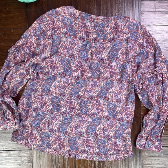 Frye Violet Dusk Paisley Floral Peasant Top Size XS - Picture 8 of 11